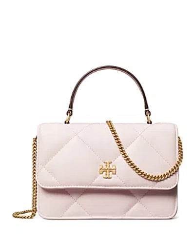 Tory Burch Kira Diamond Quilt Mini Top Handle Chain Wallet In Rose Salt