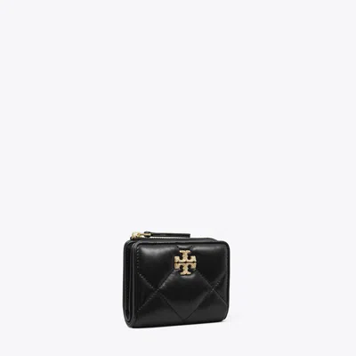 Tory Burch Kira Diamond Quilt Pavé Logo Bi-fold Wallet In Black