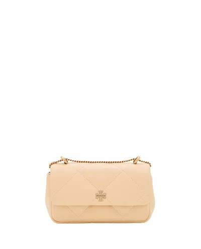 Tory Burch Kira Diamond Quilt Pave Mini Flap Bag In Neutrals