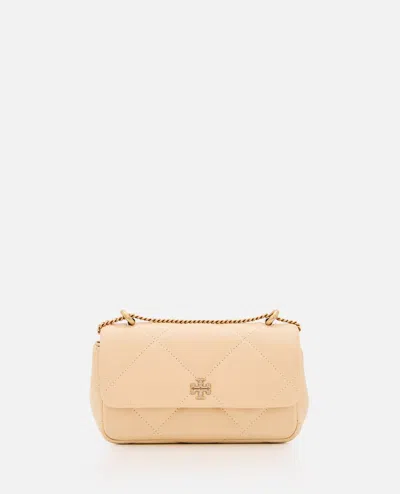 Tory Burch Kira Diamond Quilt Pave Mini Flap Bag In White