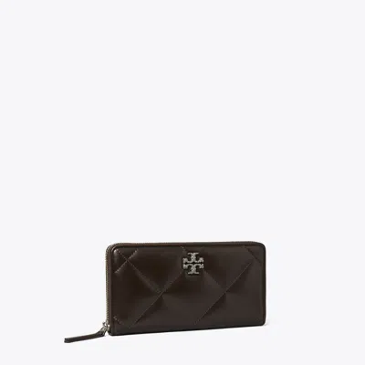 Tory Burch Kira Diamond Quilt Pavé Zip Continental Wallet In Brown