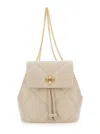 Tory Burch Kira Diamond Small Leather Backpack In Sand