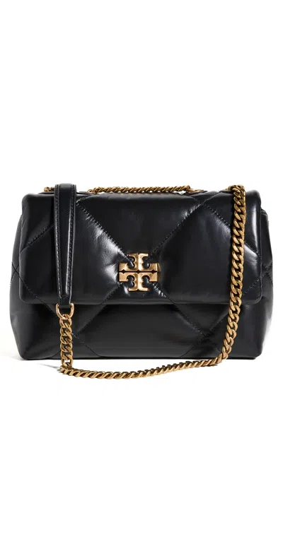 Tory Burch Kira Diamond Quilted Leather Small Convertible Shoulder Bag In Black