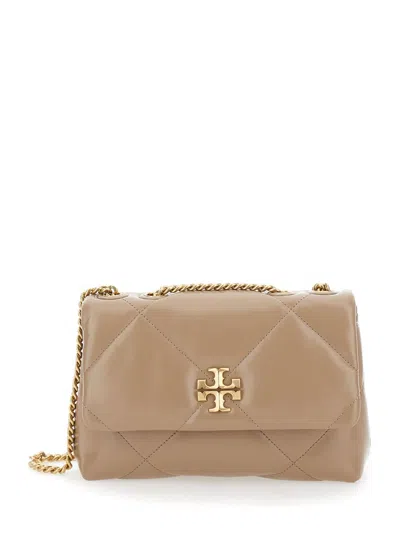 Tory Burch 'kira Diamond Small' Beige Crossbody Bag With Double T Logo