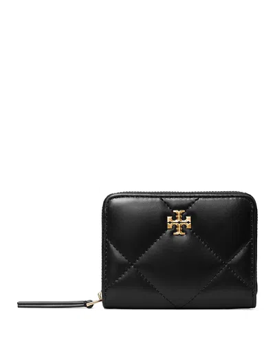 Tory Burch Kira Diamond Quilt Small Zip Around Wallet In Black