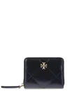 Tory Burch Kira Diamond Quilt Small Zip Around Wallet In Black