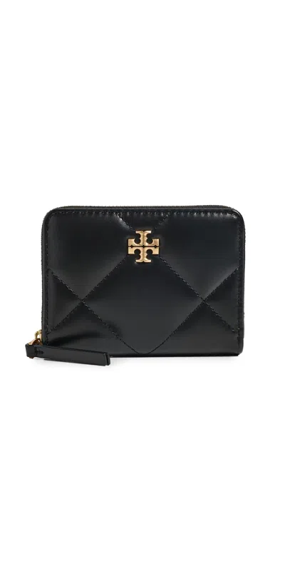 Tory Burch Kira Diamond Quilt Small Zip Around Wallet Black In Pattern