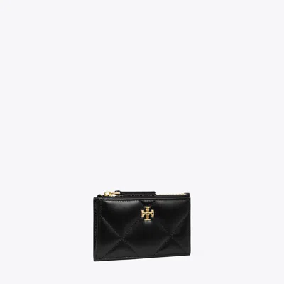 Tory Burch Kira Diamond Quilt Zip Card Case In Black