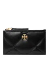 Tory Burch Kira Diamond Quilted Leather Zip Card Case In Black