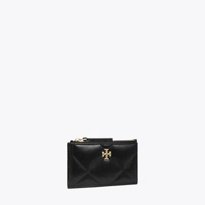 Tory Burch Kira Diamond Quilt Zip Card Case In Black