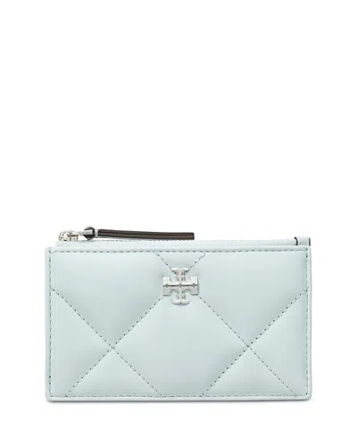 Tory Burch Kira Diamond Quilt Zip Card Case In Blue