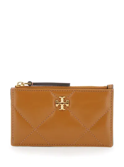 Tory Burch Brown Card-holder With Double T Detail