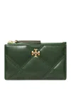 Tory Burch Kira Diamond Quilted Leather Zip Card Case In Fir Tree