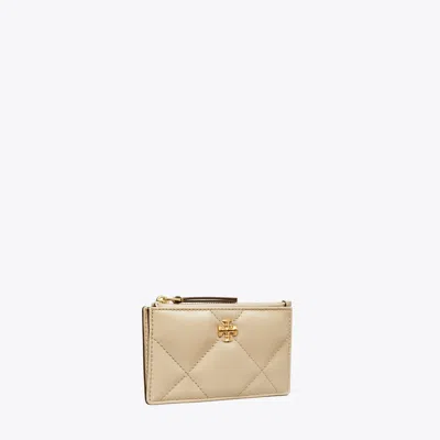 Tory Burch Kira Diamond Quilt Zip Card Case In Gray