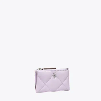Tory Burch Kira Diamond Quilt Zip Card Case In Purple Heather