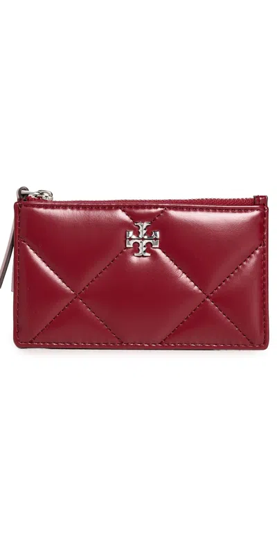 Tory Burch Kira Diamond Quilt Zip Card Case Red