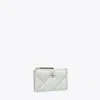 Tory Burch Kira Diamond Quilt Zip Card Case In Silver