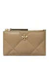 Tory Burch Kira Diamond Quilt Zip Card Case In Gold