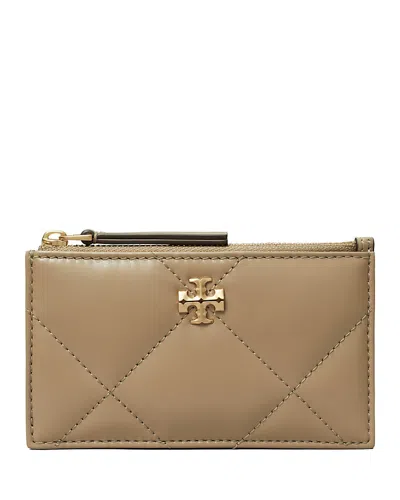 Tory Burch Kira Diamond Quilt Zip Card Case In Gold