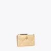 Tory Burch Kira Diamond Quilt Zip Card Case In Vanilla Soft Serve