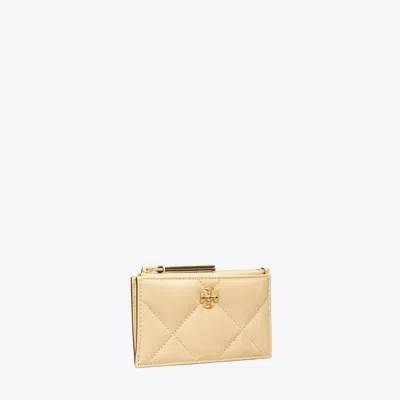 Tory Burch Kira Diamond Quilt Zip Card Case In Vanilla Soft Serve