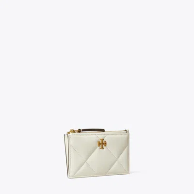 Tory Burch Kira Diamond Quilt Zip Card Case In White