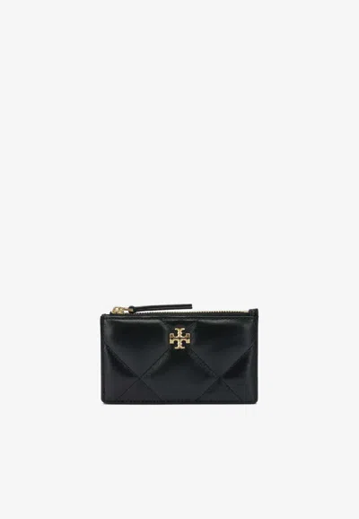 Tory Burch Kira Diamond Quilt Zip Cardholder In Black