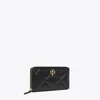Tory Burch Kira Diamond Quilt Zip Continental Wallet In Black
