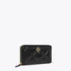 Tory Burch Kira Diamond Quilt Zip Continental Wallet In Black