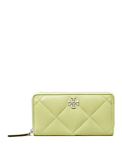 Tory Burch Kira Diamond Quilt Zip Continental Wallet In Green