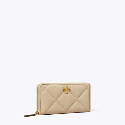 Tory Burch Kira Diamond Quilt Zip Continental Wallet In Gray