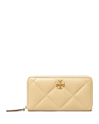 Tory Burch Kira Diamond Quilt Zip Continental Wallet In Vanilla