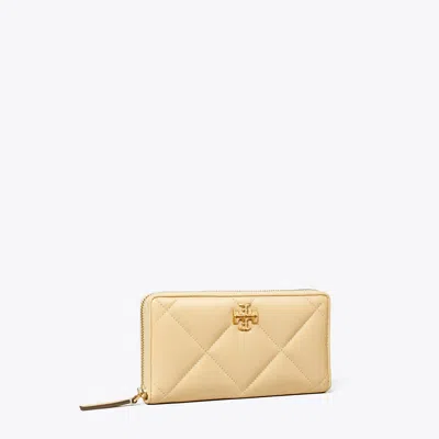 Tory Burch Kira Diamond Quilt Zip Continental Wallet In Brown