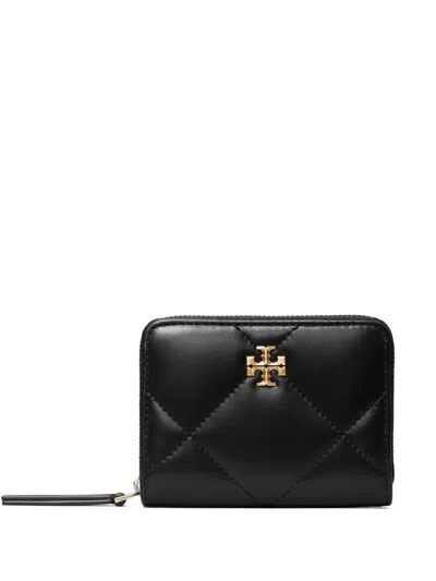 Tory Burch Kira Diamond Quilt Zip Wallet In Black
