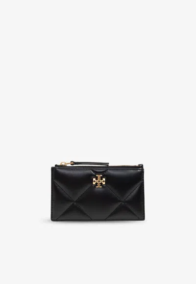 Tory Burch Kira Diamond Quilt Zipped Cardholder In Black