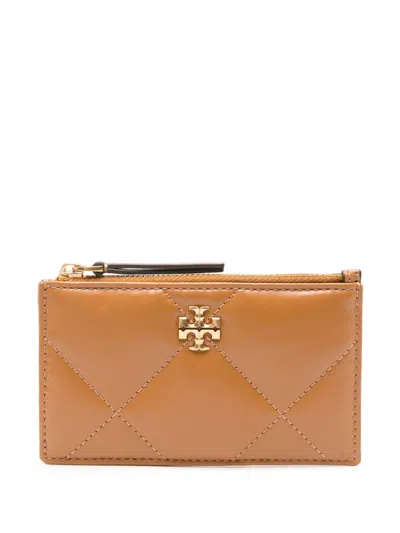 Tory Burch Kira Diamond-quilted Cardholder In Brown