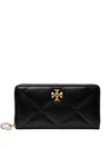 Tory Burch Kira Diamond-quilted Charm Continental Wallet In Black