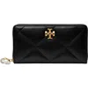 Tory Burch Kira Diamond-quilted Charm Continental Wallet In Black
