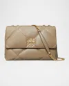 Tory Burch Kira Diamond Small Leather Shoulder Bag In Taupe Oak