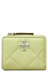 Tory Burch Kira Diamond Quilted Leather Bi-fold Wallet In Pear