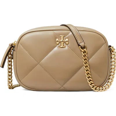 Tory Burch Kira Diamond-quilted Leather Crossbody Bag In Taupe Oak