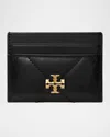 Tory Burch Kira Diamond Quilted Leather Card Case In Black