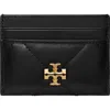 Tory Burch Kira Chevron Diamond Quilt Card Case Black In Black