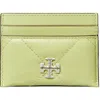 Tory Burch Kira Diamond Quilted Leather Card Case In Pear