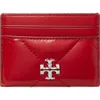 Tory Burch Kira Diamond Quilted Leather Card Case In Red