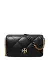 Tory Burch Kira Diamond Quilted Leather Chain Wallet In Nero