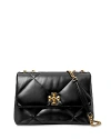 Tory Burch Kira Diamond Quilted Leather Small Convertible Shoulder Bag In Black/gold