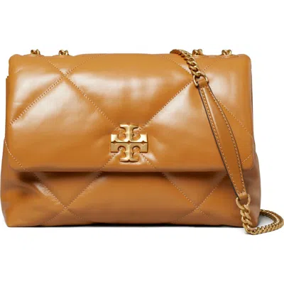 Tory Burch Kira Diamond Quilted Leather Convertible Shoulder Bag In Tan