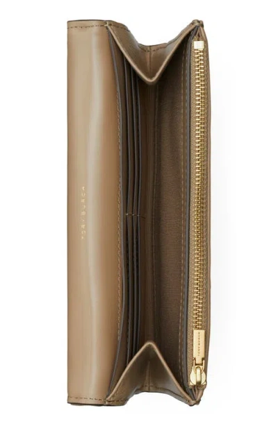 Tory Burch Kira Diamond Quilted Leather Flap Wallet In Taupe Oak
