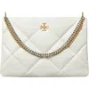 Tory Burch Kira Diamond Quilted Leather Hobo Bag In Blanc